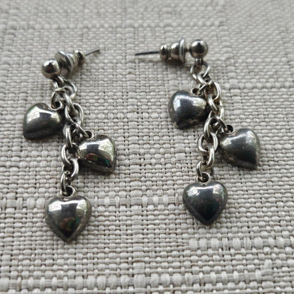 Vintage Earrings Gunmetal Tone Ear Jewelry Drop Down Earrings